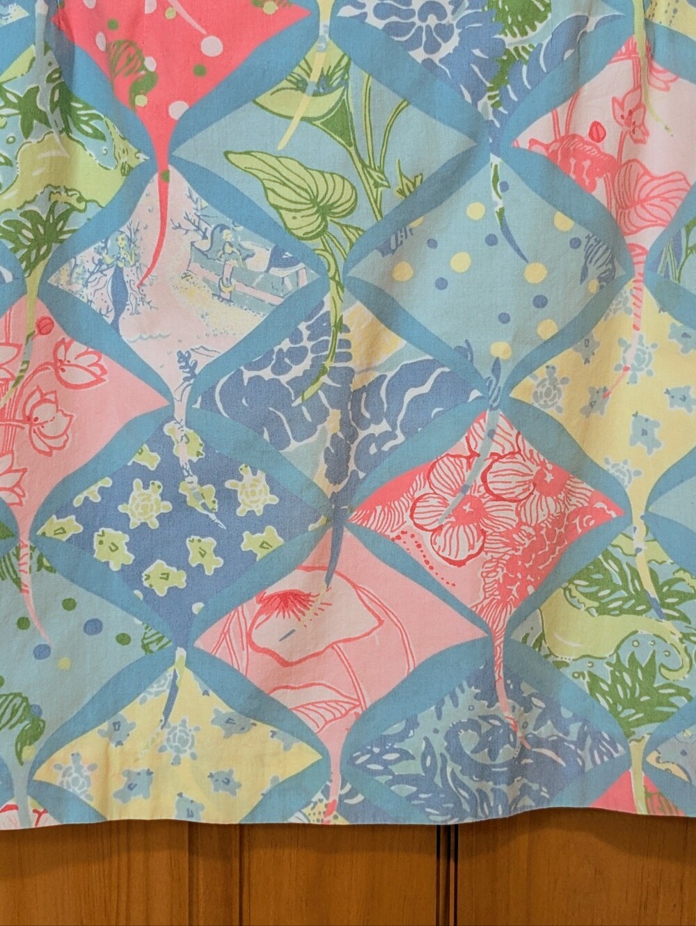 VTG Lilly Pulitzer Mini Skirt A-Line Floral Blue Yellow Cotton Sz 10 Y2K Resort - Picture 3 of 12
